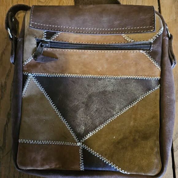 Patchwork Suede Leather Purse Crossbody Small Crossbody Bag Multicolor - Picture 8 of 11